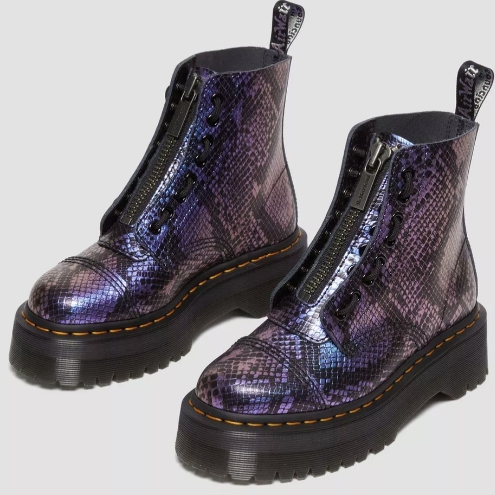 Dr. Martens Purple Snakeskin Combat Boots